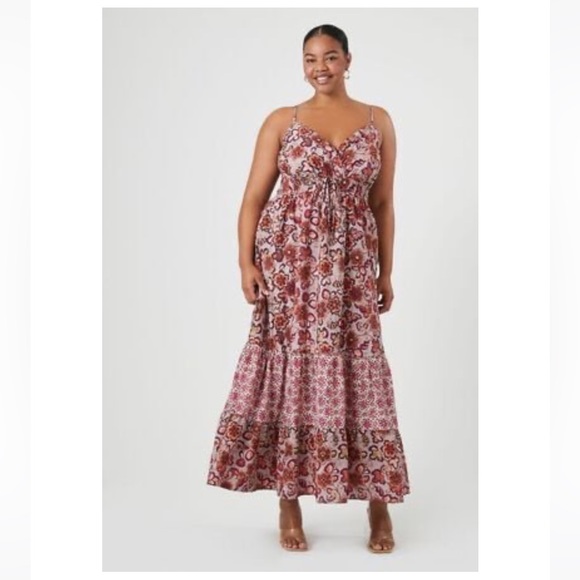 Forever 21 Dresses & Skirts - Forever 21 Burgundy Surplice Long Sleeveless Floral Maxi Dress NWT